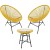 RayGar 3pcs Bistro Egg Designer String Chair Indoor & Garden Set - Yellow