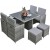 RayGar Deluxe 9 Piece 8 Seater Rattan Dining Garden Furniture Patio Set - Grey/Grey