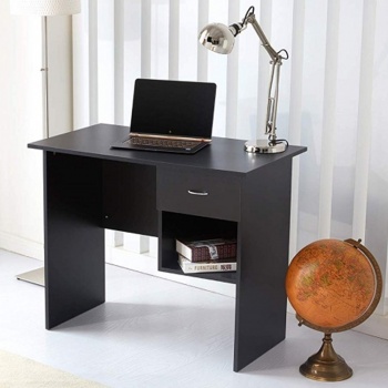 RayGar Computer Desk with Drawer and Open Storage Space for Home and Office - Black