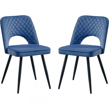 RayGar Dining Chairs Hope Fabric Set of 2 - Dark Blue