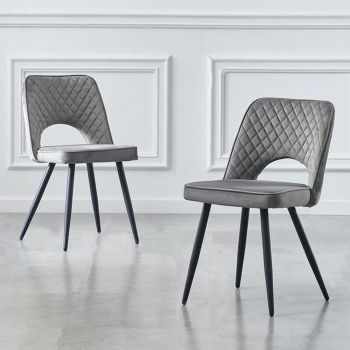 RayGar Dining Chairs Hope Fabric Set of 2 - Dark Grey