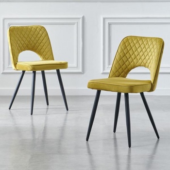 RayGar Dining Chairs Hope Fabric Set of 2 - Ochre Yellow