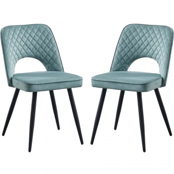 RayGar Dining Chairs Hope Fabric Set of 2 - Teal Blue