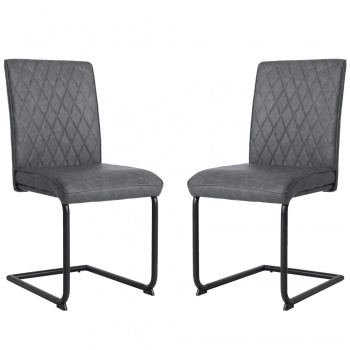 RayGar Nestor Dining Chairs Faux Leather Set of 2 - Grey