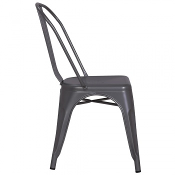 Pollux Metal Chair for Home Bar Restaurant x 2 - Metallic Grey