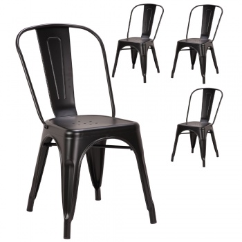 Pollux Metal Chair for Home Bar Restaurant x 4 - Matte Black