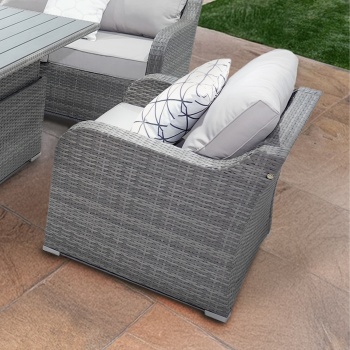 Valletta Luxury Rattan Garden Corner Sofa Set with Adjustable Dining Table & Armchairs  Outdoor Patio Furniture FREE Cushions + Cover