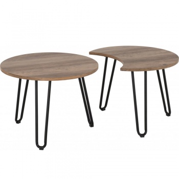 Athens Round Duo Coffee Table Set - Oak Effect