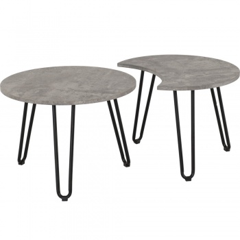 Athens Round Duo Coffee Table Set - Concrete Effect