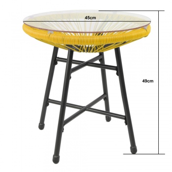 RayGar 3pcs Bistro Egg Designer String Chair Indoor & Garden Set - Yellow