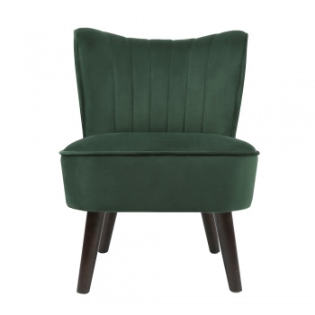 Clara Accent Chair in Velvet w/ Walnut Legs - Green