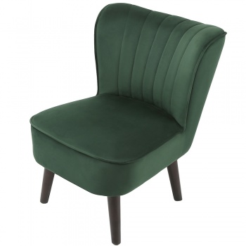 Clara Accent Chair in Velvet w/ Walnut Legs - Green