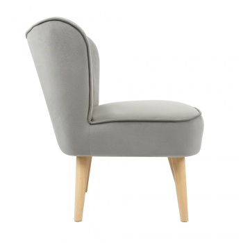 Clara Accent Chair in Velvet w/ Light Wood Legs - Grey
