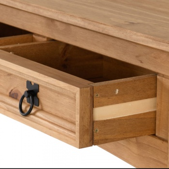 Corona 3 Drawer Console Table with Shelf - Waxed Pine