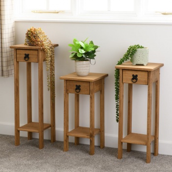 Corona Plant Stands (Set of 3) - Waxed Pine