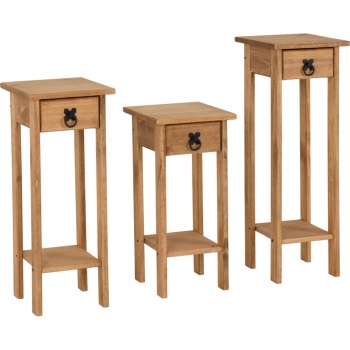 Corona Plant Stands (Set of 3) - Waxed Pine