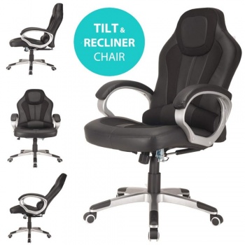 RayGar Deluxe Padded Sports Racing, Gaming & Office Chair - Black