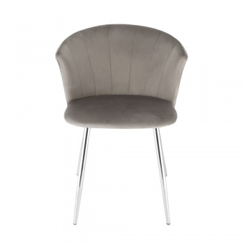 RayGar Ella Dining Chair in Velvet - Grey w/ Silver Legs