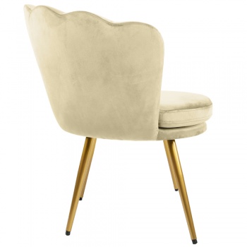 Genesis Flora Accent Chair with Petal Back Scallop Armchair in Velvet - Champagne