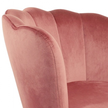 Genesis Flora Accent Chair with Petal Back Scallop Armchair in Velvet - Dusty Pink