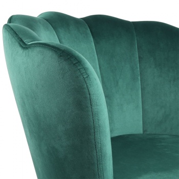 Genesis Flora Accent Chair with Petal Back Scallop Armchair in Velvet - Green