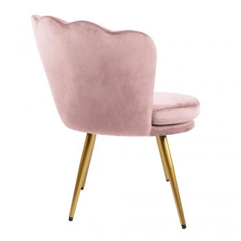 Genesis Flora Accent Chair with Petal Back Scallop Armchair in Velvet - Silver Pink