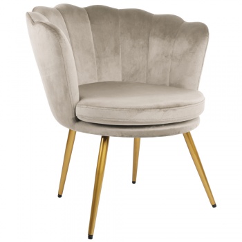 Genesis Flora Accent Chair with Petal Back Scallop Armchair in Velvet - Taupe