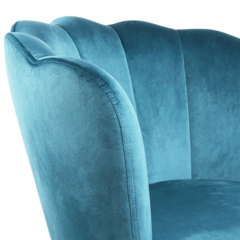 Genesis Flora Accent Chair with Petal Back Scallop Armchair in Velvet - Teal