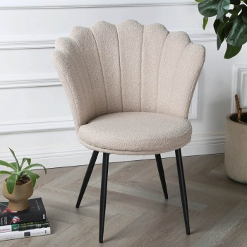 Genesis Freya Accent Chair with Petal Back Scallop Chair in Boucle - Cream