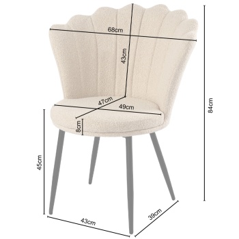 Genesis Freya Accent Chair with Petal Back Scallop Chair in Boucle - Cream