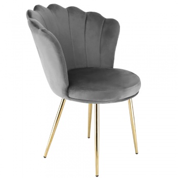 Genesis Freya Accent Chair with Petal Back Scallop Chair in Velvet - Silver Grey