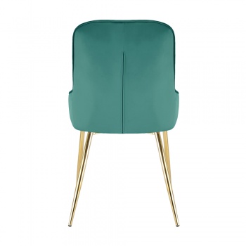 Evie Dining Chair in Velvet Fabric w/ Gold Legs - Green