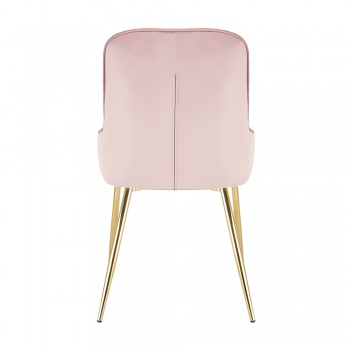 Evie Dining Chair in Velvet Fabric w/ Gold Legs - Pink