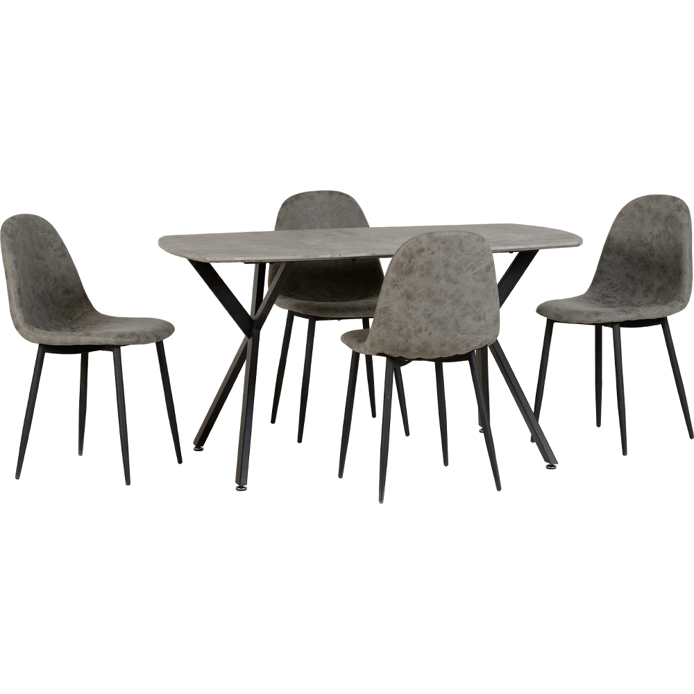 Athens Dining Set - Grey Faux Leather/Concrete Effect