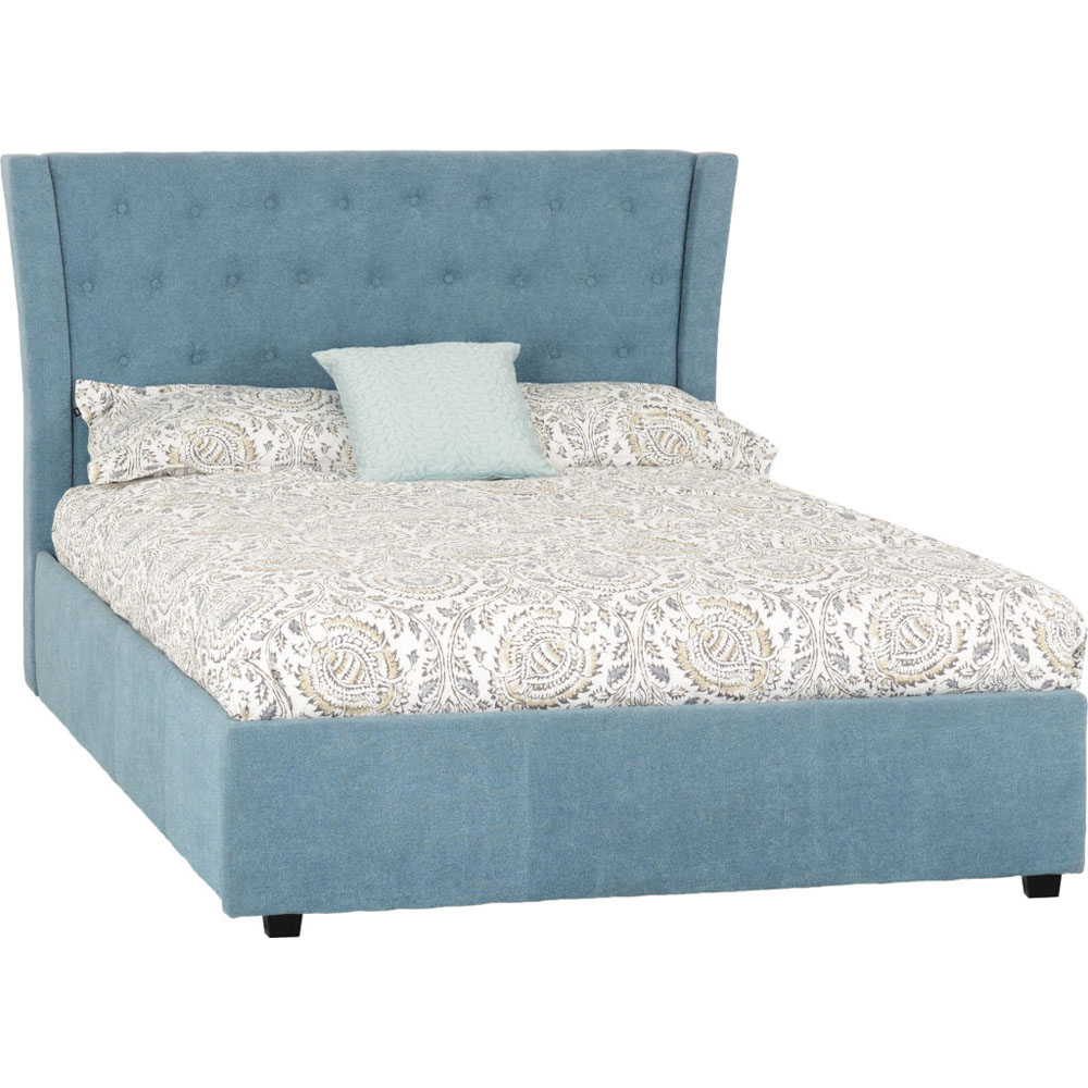 Camden Upholstered Double Bed 4'6'' with Headboard - Blue