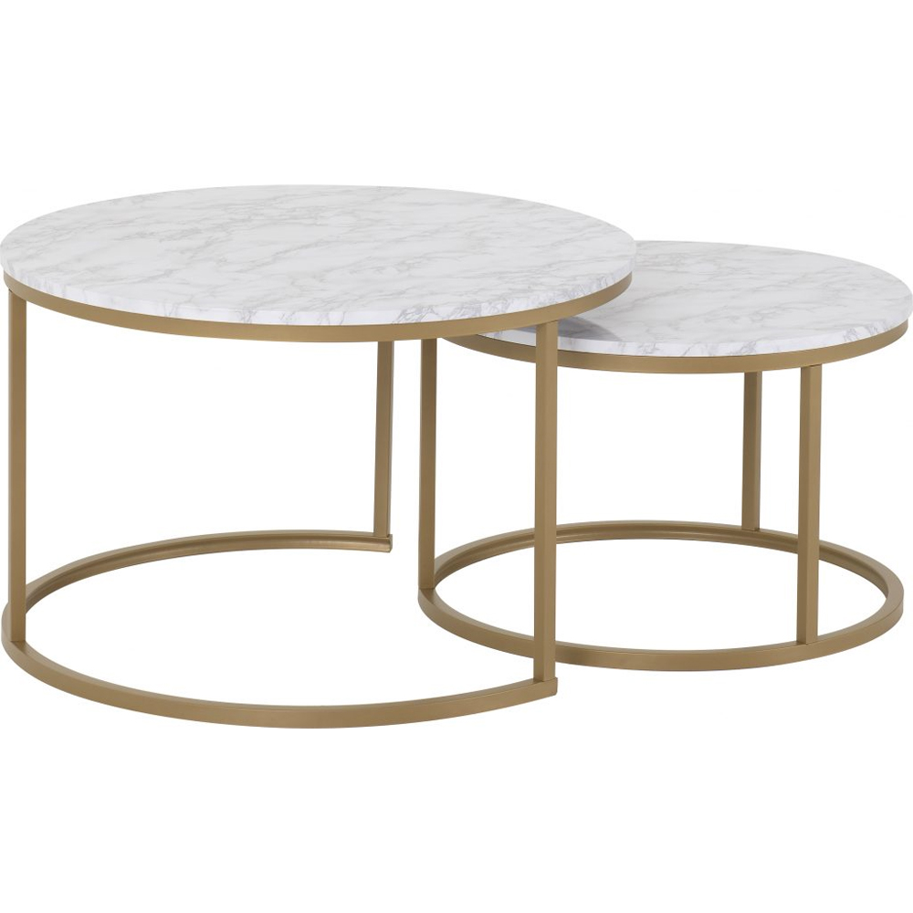 Dallas Round Coffee Table Pair - Marble Effect