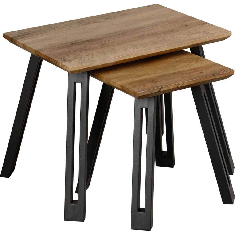 Quebec Nest of Tables with Straight Edge - Oak Effect