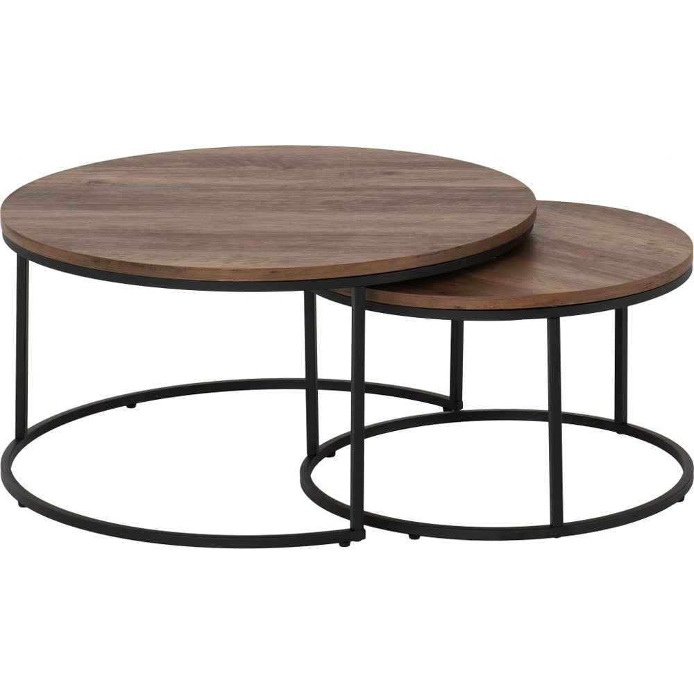Quebec Round Coffee Table Pair - Oak Effect