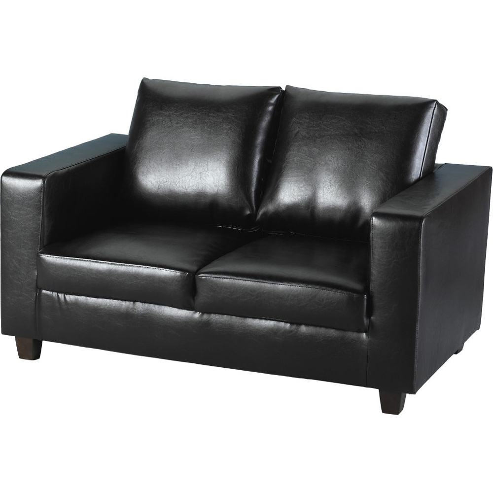 Tempo 2 Seater Sofa in a Box - Black PU Leather