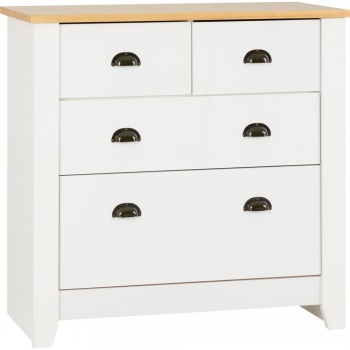 Ludlow 2+2 Drawer Chest - White/Oak Lacquer