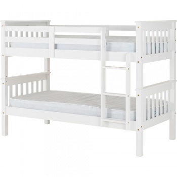 Neptune Single Bunk Beds with Wooden Frame - White