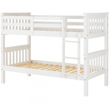 Neptune Single Bunk Beds with Wooden Frame - White