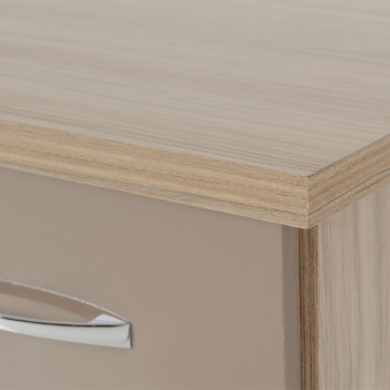 Nevada 3 Drawer Bedside - Oyster Gloss/Light Oak Effect Veneer