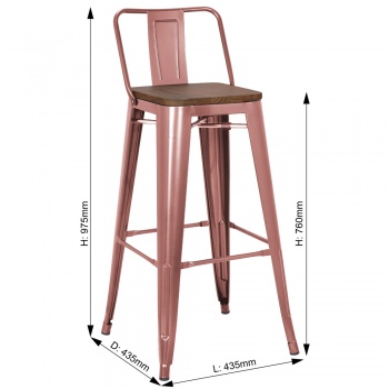 Pollux Kitchen Bar Stool for Home Restaurant x 2 - Copper