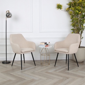 Genesis Muse Chair in Boucle Fabric x 2 - Cream
