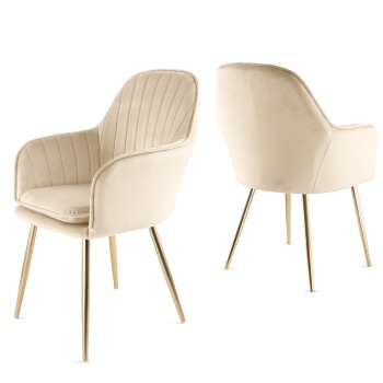 Genesis Muse Chair in Velvet Fabric x 2 - Champagne