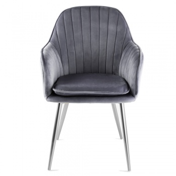 Genesis Muse Chair in Velvet Fabric x 2 - Grey