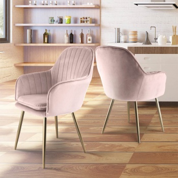 Genesis Muse Chair in Velvet Fabric x 2 - Silver Pink