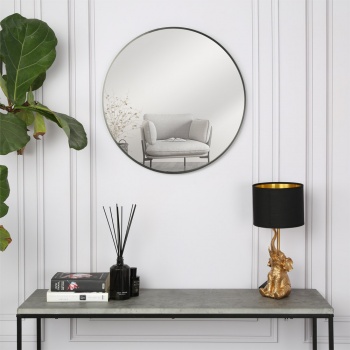 PANDORA Black Round Mirror - 80cm Large