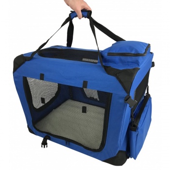 RayGar Folding Soft Crate Pet Carrier (Dog, Cat, Puppy, Kitten) - Blue